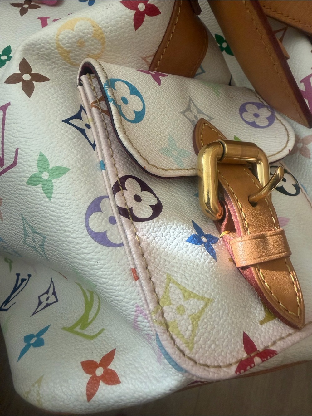 Louis Vuitton x Murakami Vintage White Multicolor Monogram LV Noe Bucket Bag - Picture 6 of 16